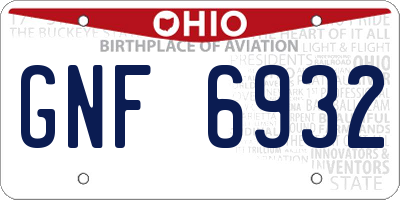 OH license plate GNF6932