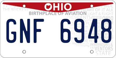 OH license plate GNF6948