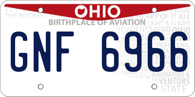 OH license plate GNF6966