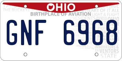 OH license plate GNF6968