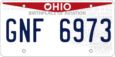 OH license plate GNF6973
