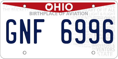 OH license plate GNF6996