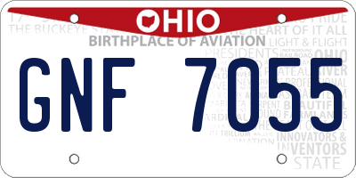 OH license plate GNF7055