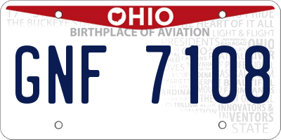OH license plate GNF7108