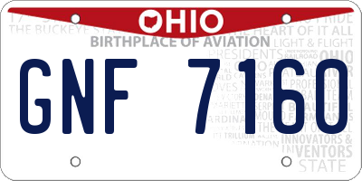 OH license plate GNF7160