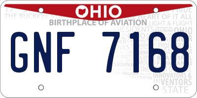 OH license plate GNF7168