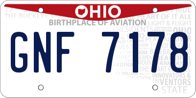 OH license plate GNF7178