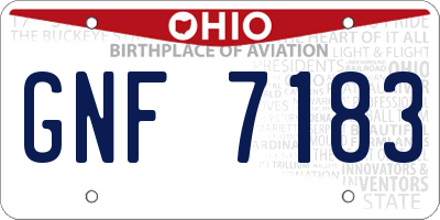 OH license plate GNF7183