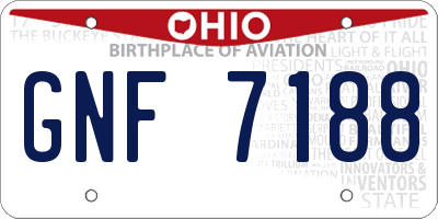 OH license plate GNF7188