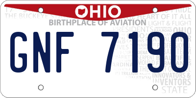 OH license plate GNF7190