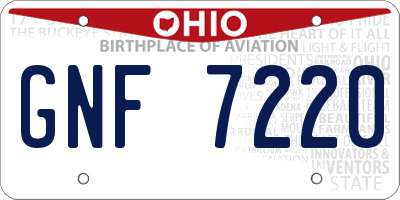 OH license plate GNF7220