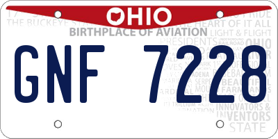 OH license plate GNF7228