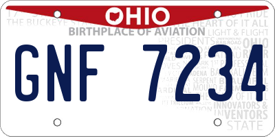 OH license plate GNF7234