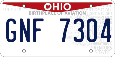 OH license plate GNF7304