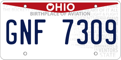 OH license plate GNF7309