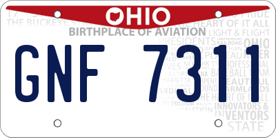 OH license plate GNF7311