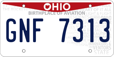 OH license plate GNF7313