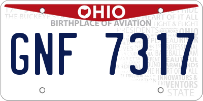 OH license plate GNF7317