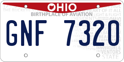 OH license plate GNF7320