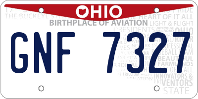 OH license plate GNF7327