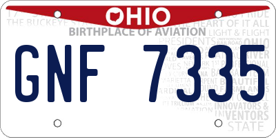 OH license plate GNF7335