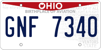 OH license plate GNF7340