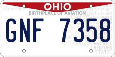 OH license plate GNF7358