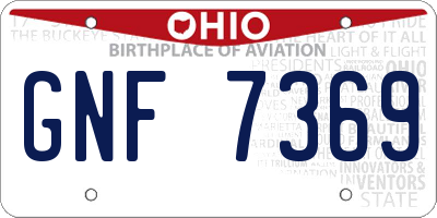 OH license plate GNF7369