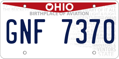 OH license plate GNF7370