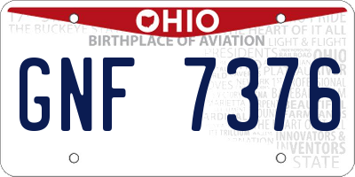 OH license plate GNF7376