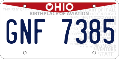 OH license plate GNF7385