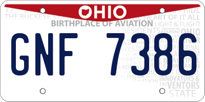 OH license plate GNF7386