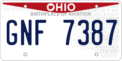 OH license plate GNF7387