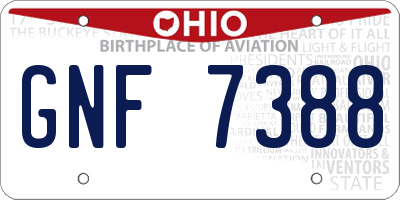 OH license plate GNF7388