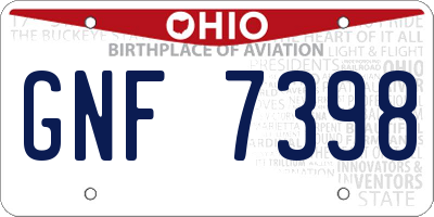OH license plate GNF7398