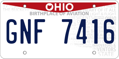 OH license plate GNF7416