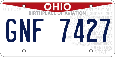 OH license plate GNF7427