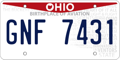 OH license plate GNF7431