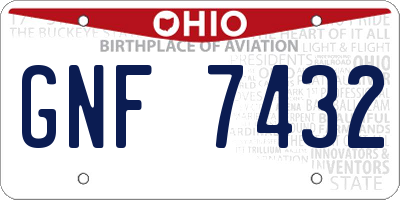 OH license plate GNF7432