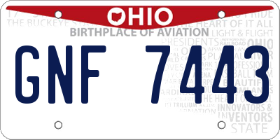 OH license plate GNF7443