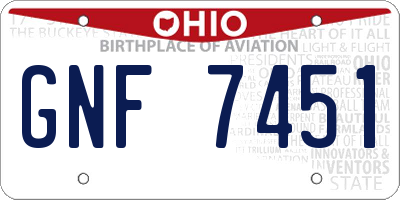 OH license plate GNF7451