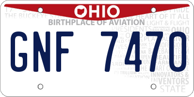 OH license plate GNF7470