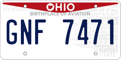 OH license plate GNF7471