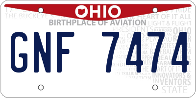 OH license plate GNF7474