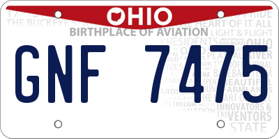 OH license plate GNF7475