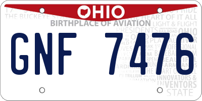 OH license plate GNF7476