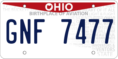 OH license plate GNF7477