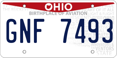 OH license plate GNF7493
