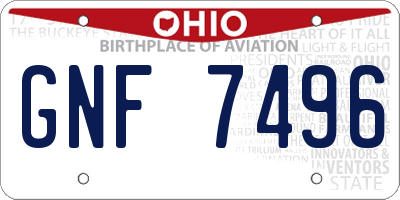 OH license plate GNF7496