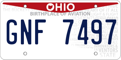 OH license plate GNF7497